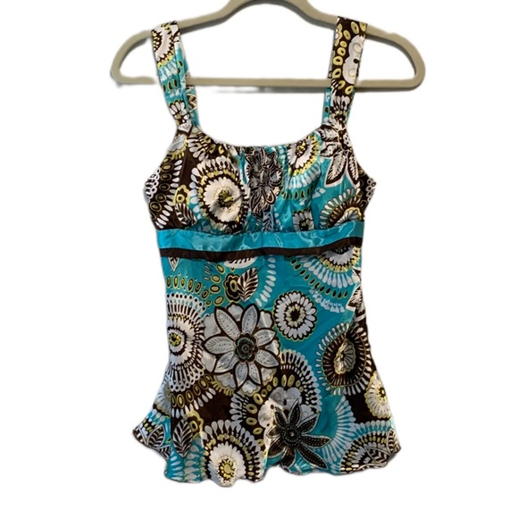 Vintage Tops - Vintage Amy Byer Floral Satin tie Back Tank Top